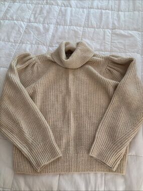 J. Crew Cream Puff-Sleeve Turtleneck Sweater NWOT Sz XS so soft cropped